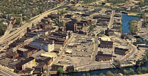 aerial view of downtown Salisbury, MD