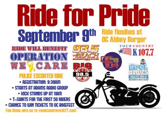 Ride for Pride Event Donations to Go to Operation We Care– Register Sept. 9