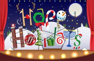 "Happy Holidays" winter graphic