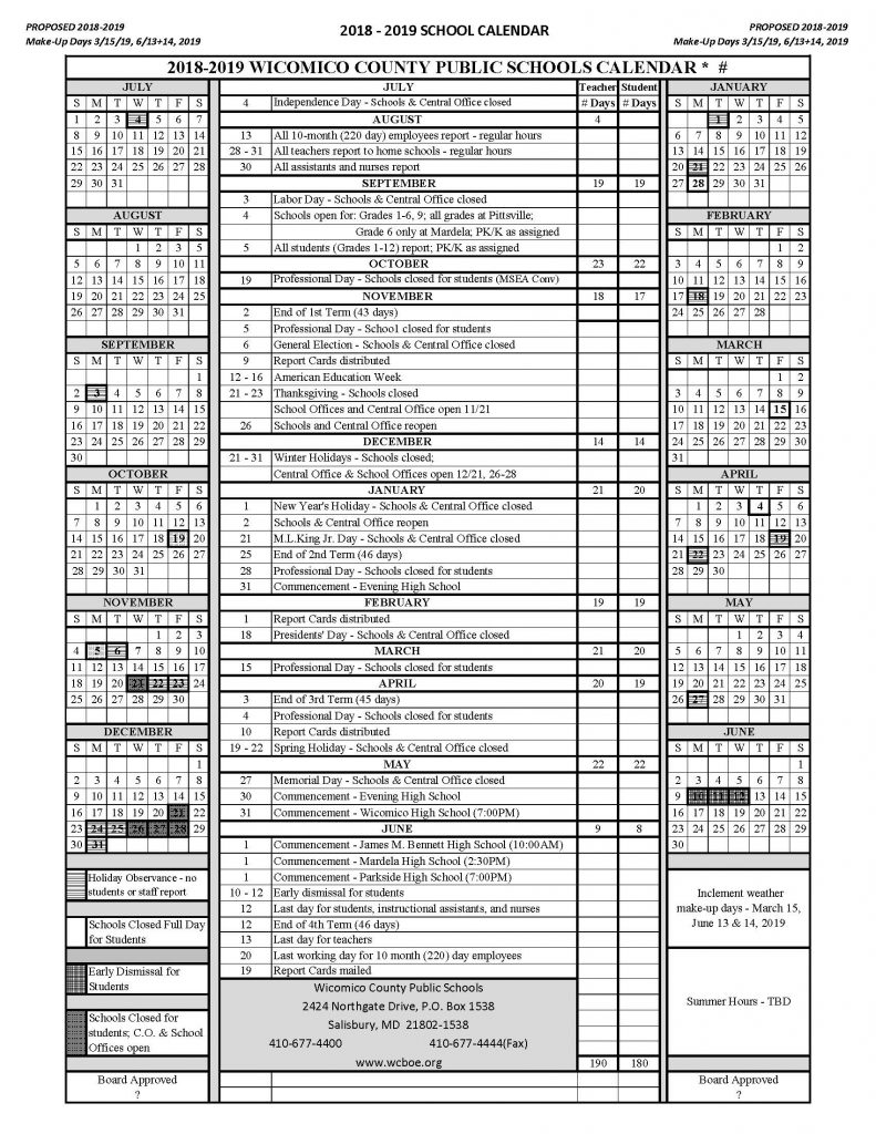 Board Approves Draft 20182019 School Calendar on 1st Reading,