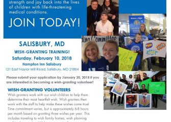Salisbury, MD Make a Wish Mid-Atlantic WISH-GRANTING TRAINING! Saturday, February 10, 2018
