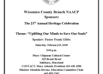 Wicomico County Branch NAACP Sponsors The 21st Annual Heritage Celebration