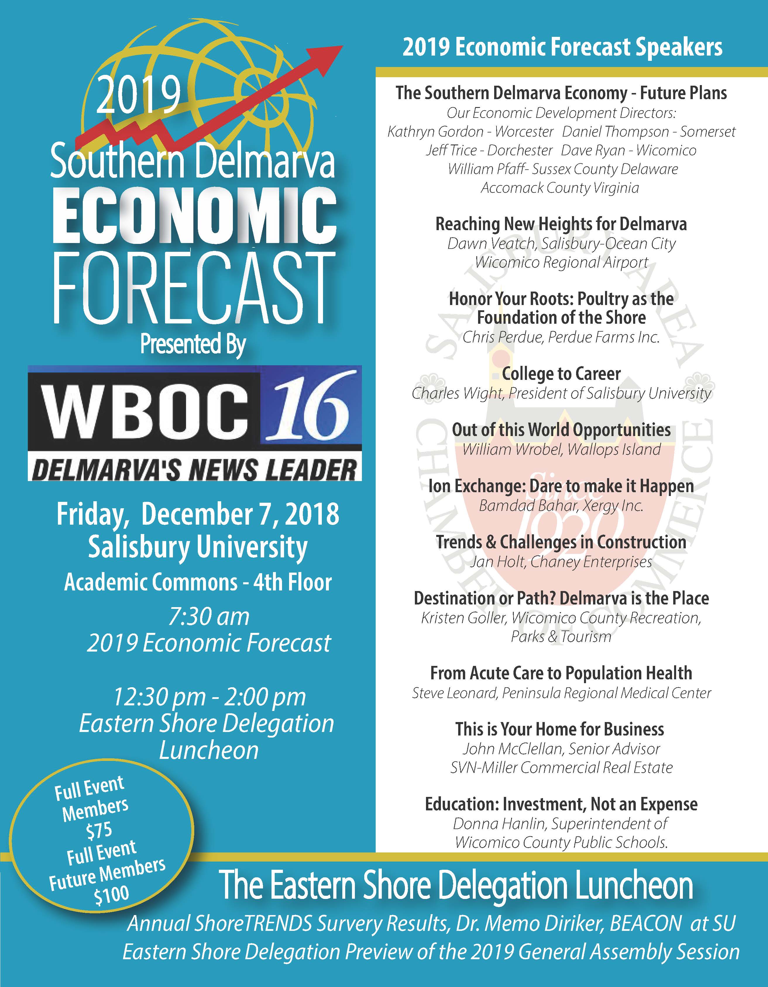 2019 Southern Delmarva Economic Forecast Set for December 7