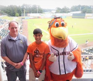 Big Brother of the Year, Patrick Cupp with his Little and Sherman the Shorebird
