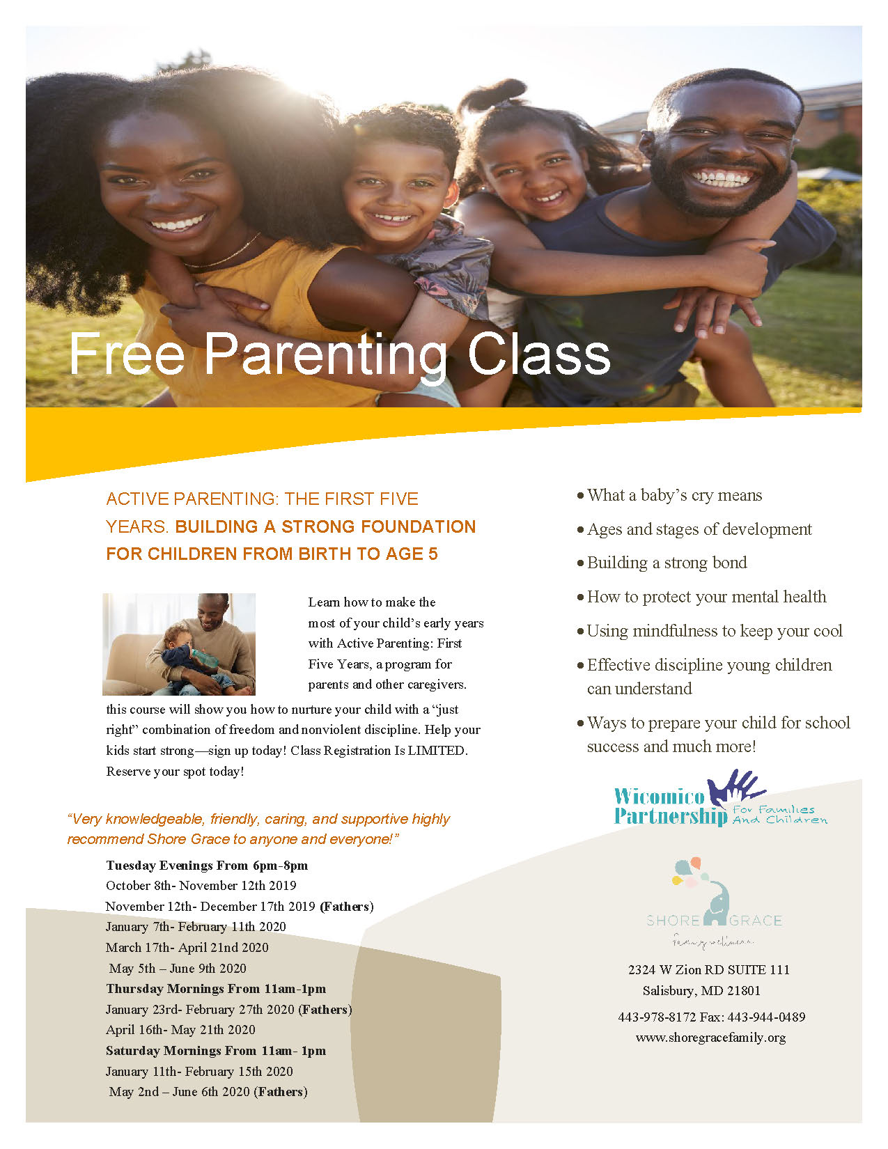 Shore Grace Family Wellness Offers Free Parenting Class SBJ