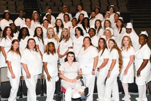 ADN GRADS. Associate degree in nursing graduates of Wor-Wic Community College who participated in a recent awards and recognition ceremony are shown in a group photo.