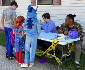 Kids dressed up in halloween costumes