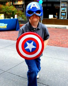 boy in captain america costume