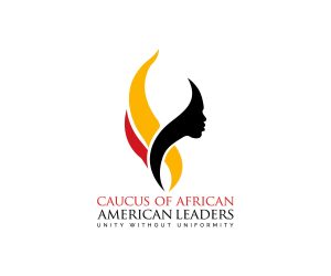 red, yellow, and black logo for the Caucus of African American Leaders