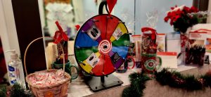 Colorful spinning wheel prize game
