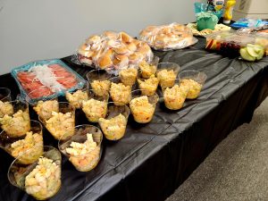 Appetizers included pasta salad, chicken salad, mini sandwiches, wings and much more!