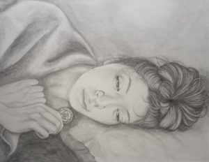 sketch of woman laying down