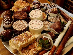 Tray of sweet desserts
