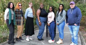 group of students standing together outside