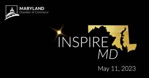 maryland state outline with words "inspire md"
