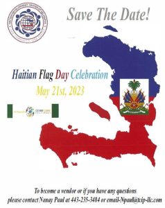 save the date with haitian map and flag