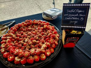 Tray of food on a table