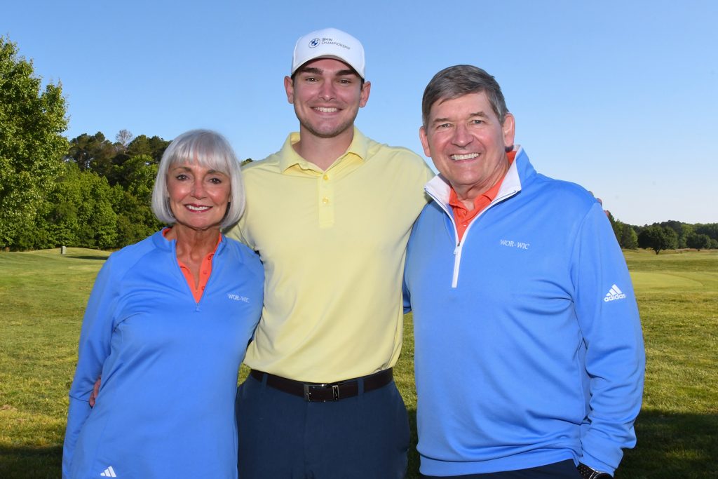 From left, Donna Hoy, Zach Prebula and Dr. Ray Hoy, Wor-Wic Community college president, get ready to hit the greens before the college’s golf tournament at the Ocean Resorts Golf Club in Berlin.
