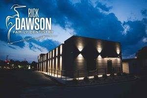 exterior of rick dawson family dentistry at night