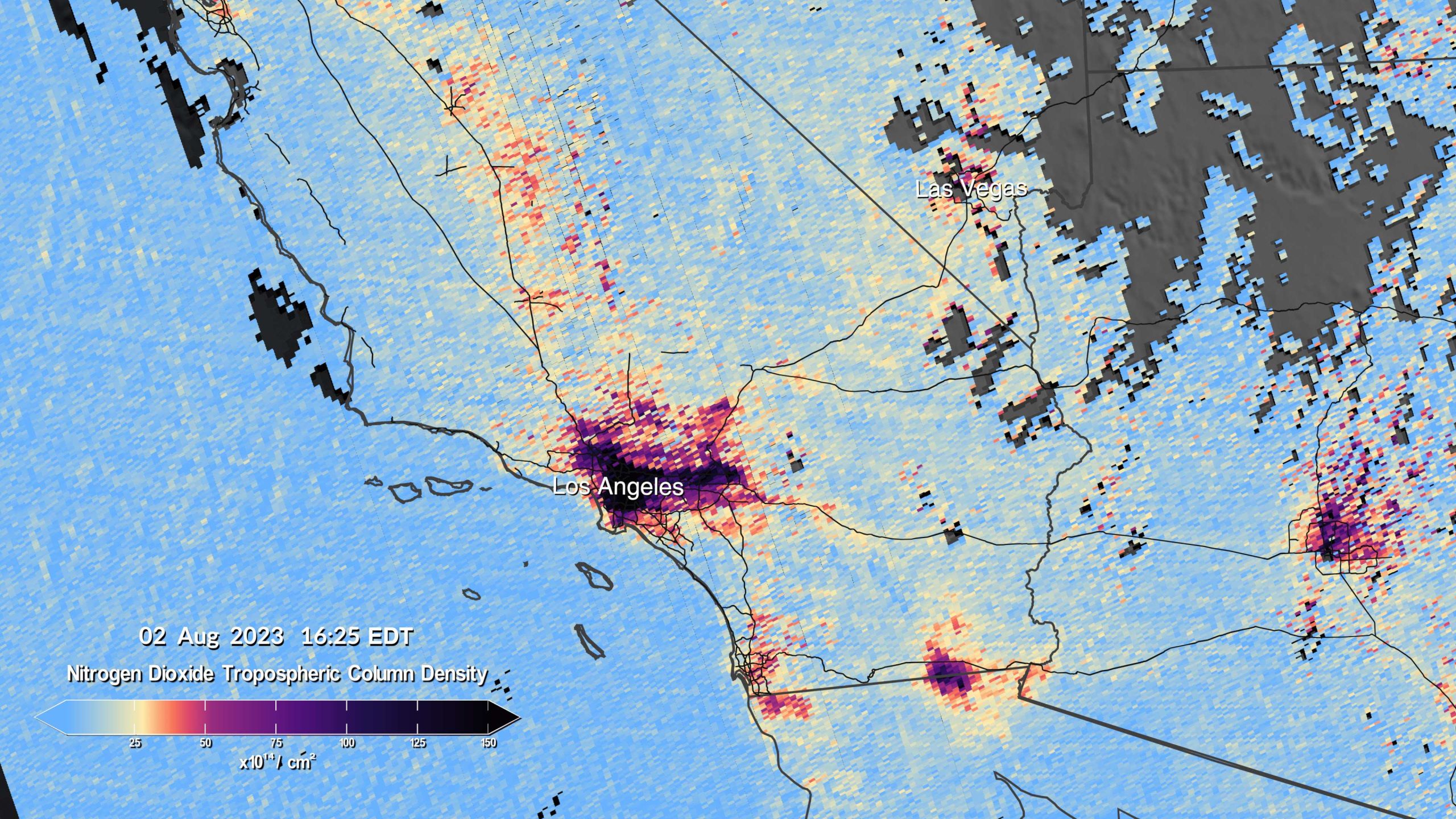map of southern california marking pollution
