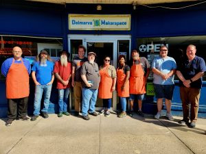 Large group of people standing outside of the Delmarva Makerspace