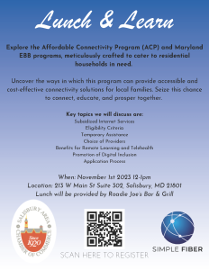 Lunch & Learn Simple Fiber Affordable Connectivity Flyer 2023
