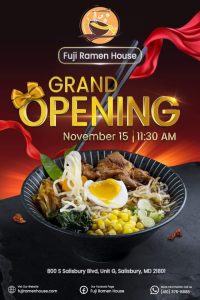 Grand Opening grpahic for the Fuji Ramen House in Salisbury, MD