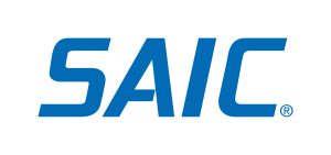 blue and white logo for SAIC
