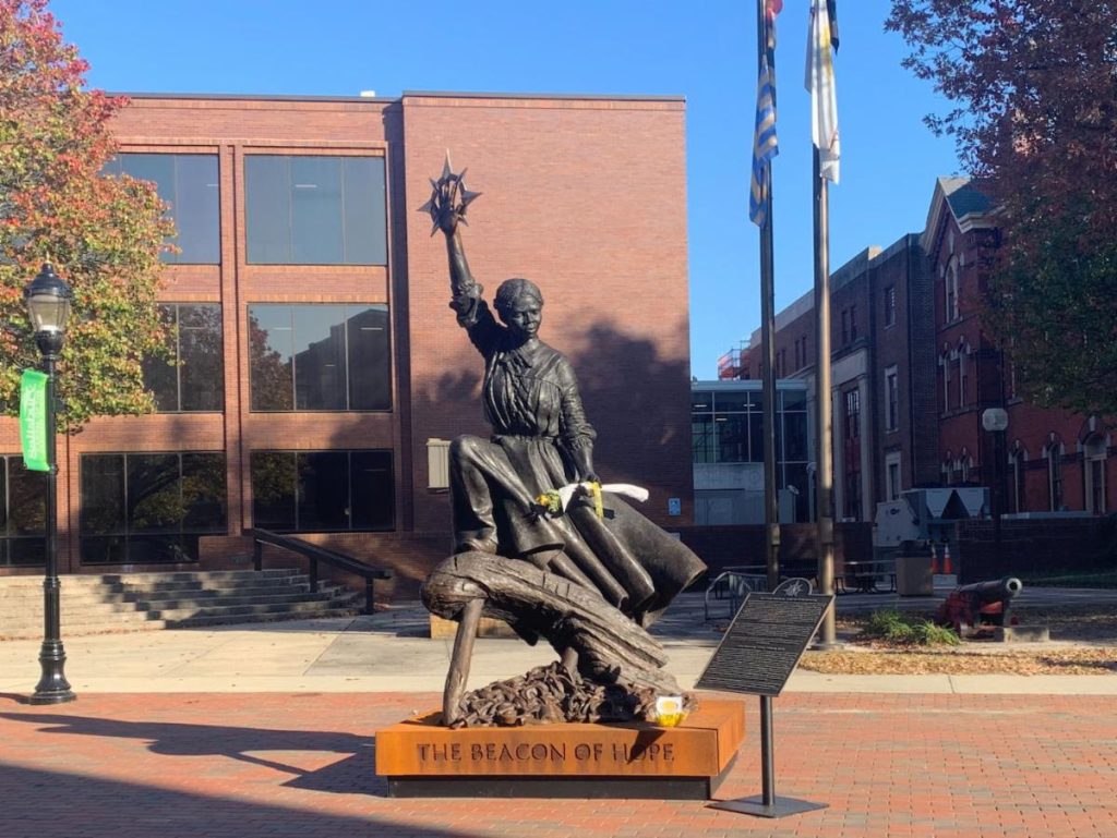 Large statue of Harriet Tubman in Downtown Salisbury 