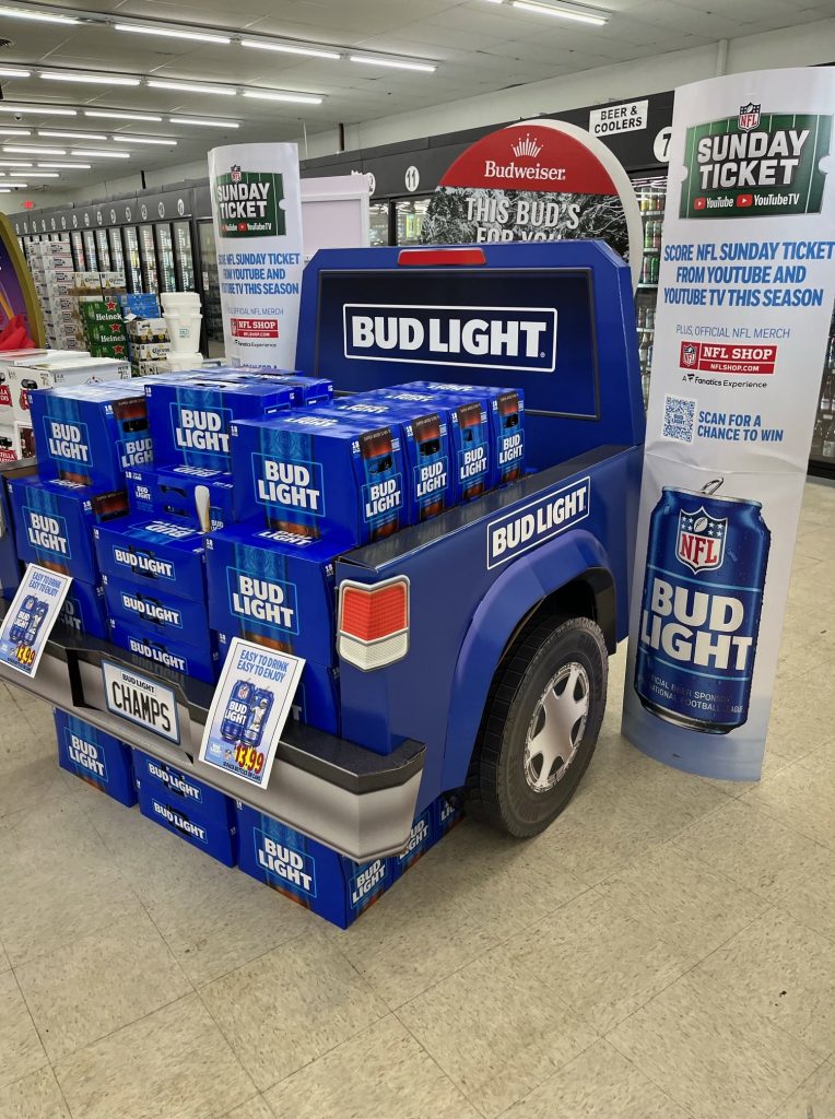 Bud light truck full of cases of beer