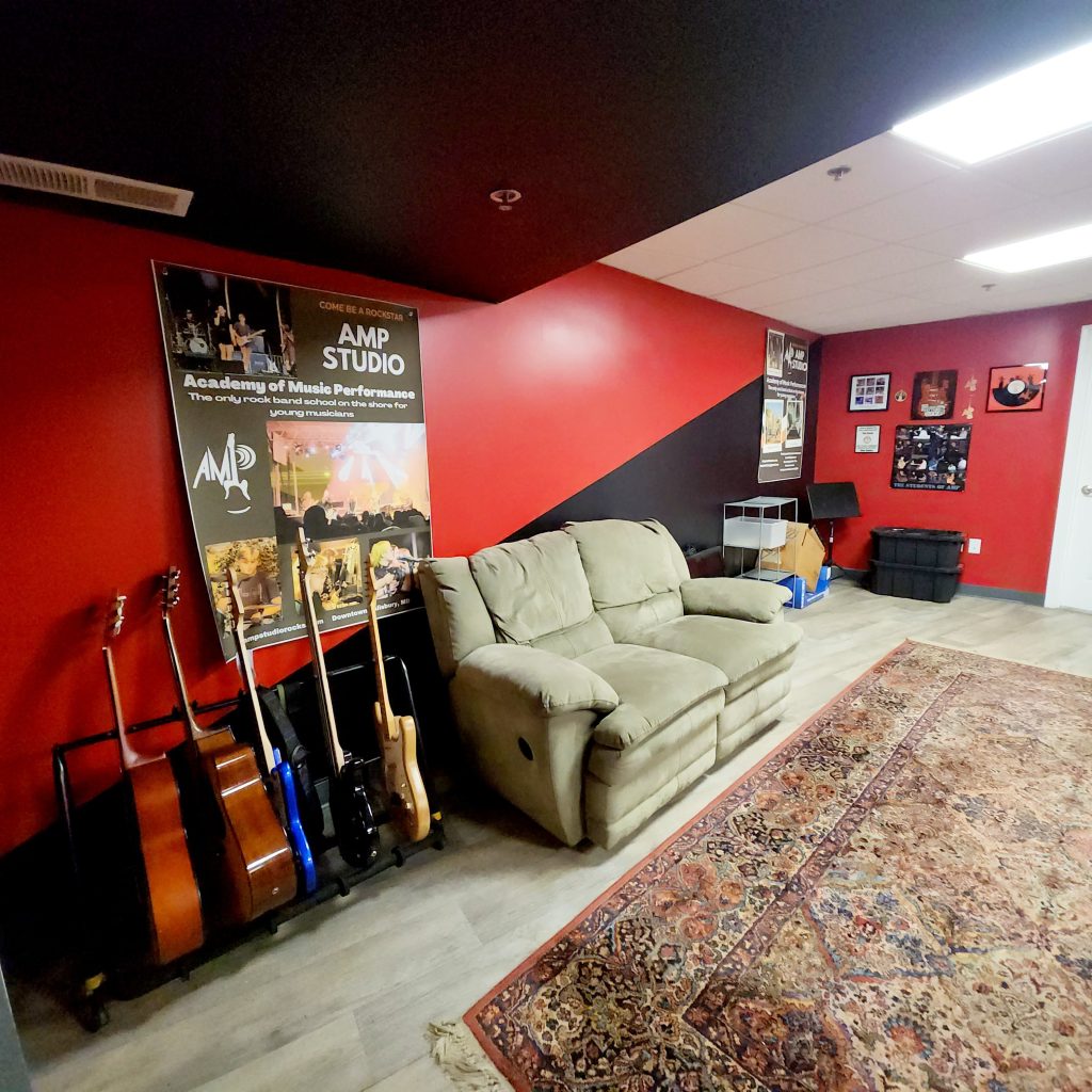 Large sofa inside AMP Studio in Salisbury, MD
