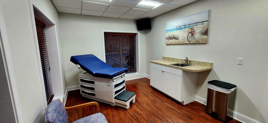 Examine room at Eastern Shore Primary Care & Wellness