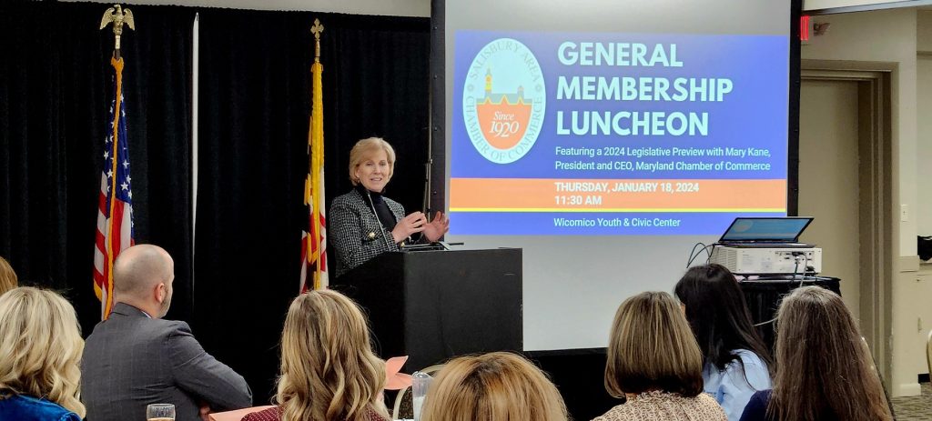 Maryland Chamber of Commerce President CEO Mary Kane addresses the SACC members