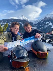 SU students Benjamin Hutchins (of Hazlet, NJ) and Luke Orner (of Reisterstown, MD) at the Austrian Central Alps.