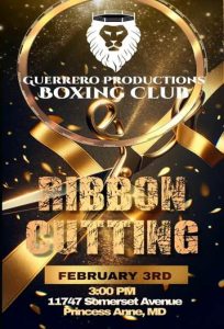 Flyer for Ribbon Cutting Ceremony- Guerrero Production Boxing Club