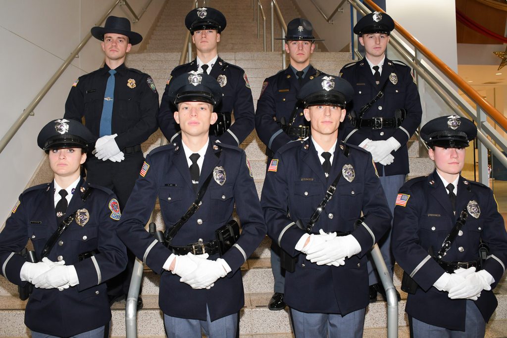 Worcester County law enforcement officers who graduated in the 91st entrance-level law enforcement class of the Eastern Shore Criminal Justice Academy operated by Wor-Wic Community College in Salisbury are shown, in the front row, from left, Cara-Marie Chiocca, Dylan Gipe, Joshua Glaub and April Knudson of the Ocean City Police Department. In the back row, from left, are Jared Thompson of the Ocean Pines Police Department, Timothy Passarello of the Ocean City Police Department, Lawrence Bonneville of the Worcester County Sheriff’s Office and Jacob McElfish of the Ocean City Police Department.