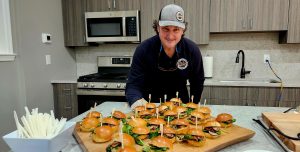 Platter full of sliders at the ribbon cutting event