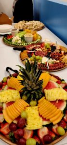 Large fruit platter at the ribbon cutting party