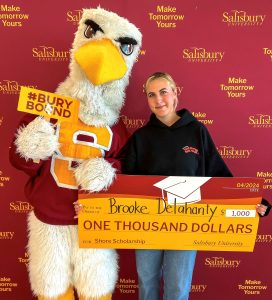 Student with Sammy the Seagull