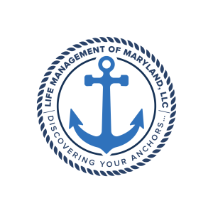 Blue anchor in a circle