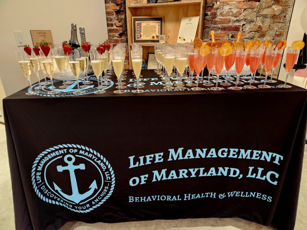 Table full of cocktails for an event