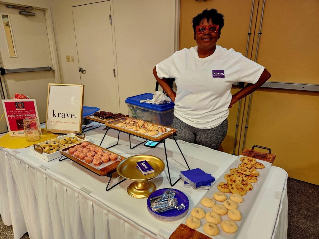 Krave. A Gluten Free Bakery served up a treasure trove of delicious pound cake, a variety of cookies and brownies.