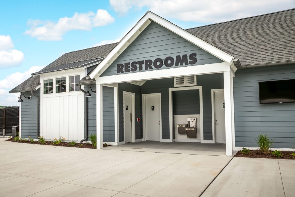 restrooms exterior at Freemen arts