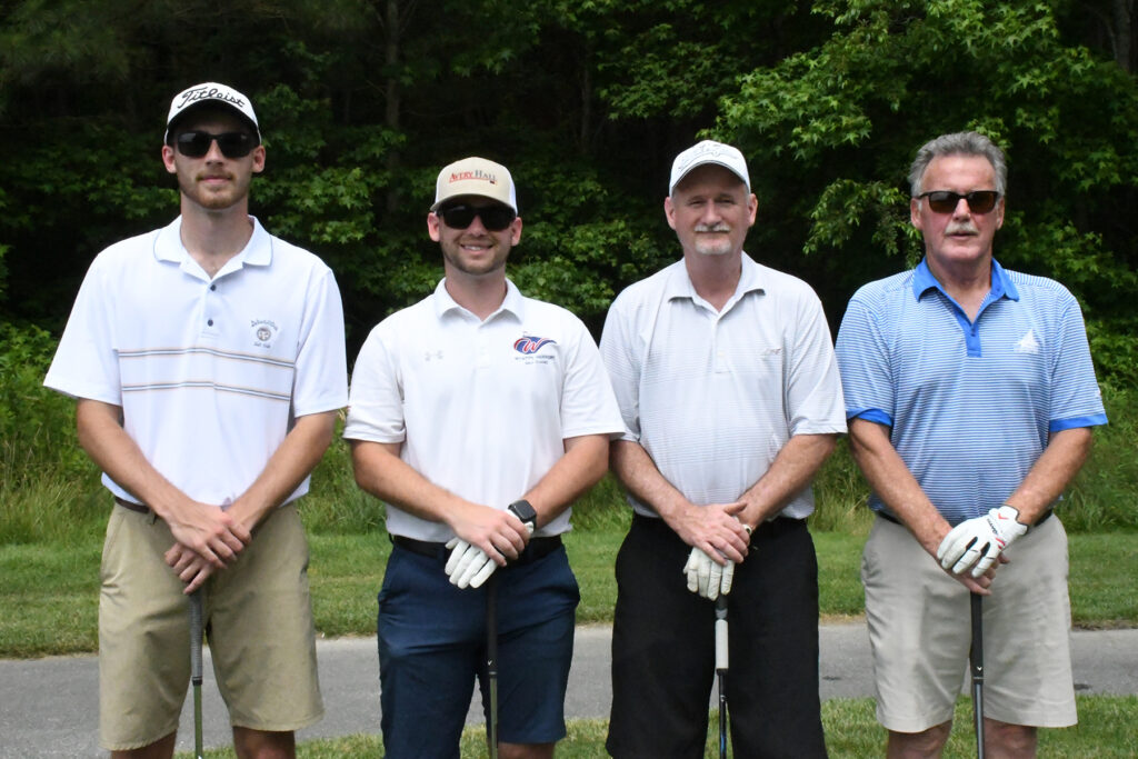 From left, Ben Smith, Shayne Ray, John Hooker and Kris Hooker of the Avery Hall Insurance Group team had the lowest gross score in the Wor-Wic Community College golf tournament at the college’s Ocean Resorts Golf Club in Berlin.