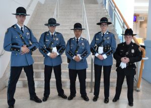 SOMERSET GRADUATES. Somerset County law enforcement officers who graduated in the 92nd entrance-level law enforcement class of the Eastern Shore Criminal Justice Academy operated by Wor-Wic Community College in Salisbury are shown, from left, Zachary Emmert, Kolby Harris, Kevin Nguyen and Ciara Smith of the Somerset County Sheriff’s Office; and Kaylee Metzger of the Princess Anne Police Department.