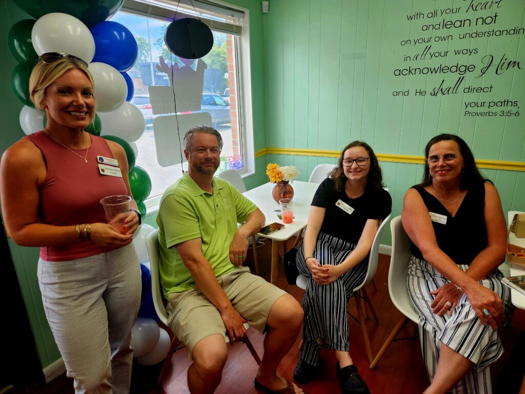 People gathering at a juice bar