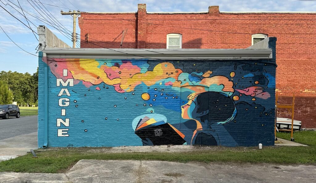 Pocomoke mural on a brick wall