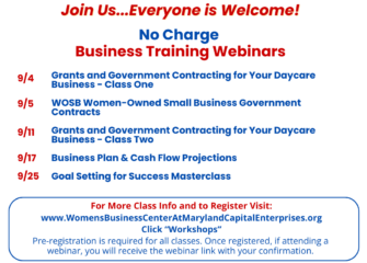 Maryland Capital Enterprises Women’s Business Center Announces Free  September Business Webinars for Entrepreneurs