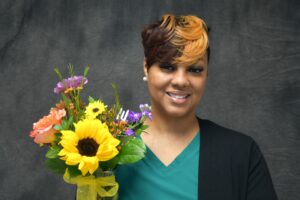 lady holding flowers