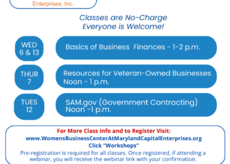 Maryland Capital Enterprises Women’s Business Center Hosts No Cost Webinars In November 2024